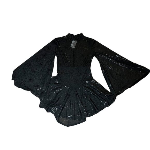 PRICE DROP! Sugarpuss Bell Sleeve Spiderweb Mini Dress NWT - Picture 2 of 2